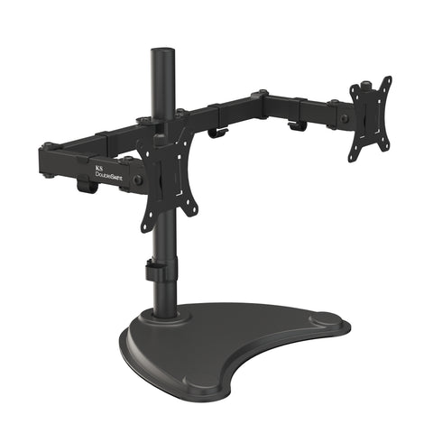 KS-27DMS: Dual Monitor Stand, Free Standing, Fully Adjustable Height, Tilt, Pivot, Accommodates up to 27" LED LCD Monitors, Made from Steel Alloy, Bracket 75mm & 100mm