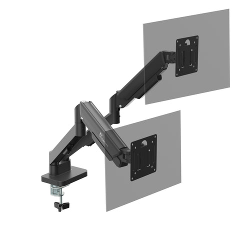 KS-32DMA: Dual Monitor Stand - Full Adjustable Monitor Desk Mount Swivel Vesa Bracket with C Clamp, Grommet Mounting Base up to 32 Inch Computer Screens
