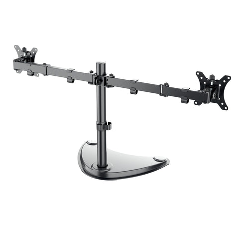 KS-27DMS: Dual Monitor Stand, Free Standing, Fully Adjustable Height, Tilt, Pivot, Accommodates up to 27" LED LCD Monitors, Made from Steel Alloy, Bracket 75mm & 100mm