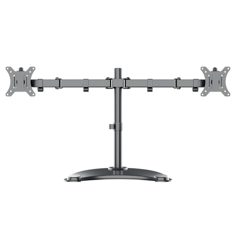 KS-27DMS: Dual Monitor Stand, Free Standing, Fully Adjustable Height, Tilt, Pivot, Accommodates up to 27" LED LCD Monitors, Made from Steel Alloy, Bracket 75mm & 100mm