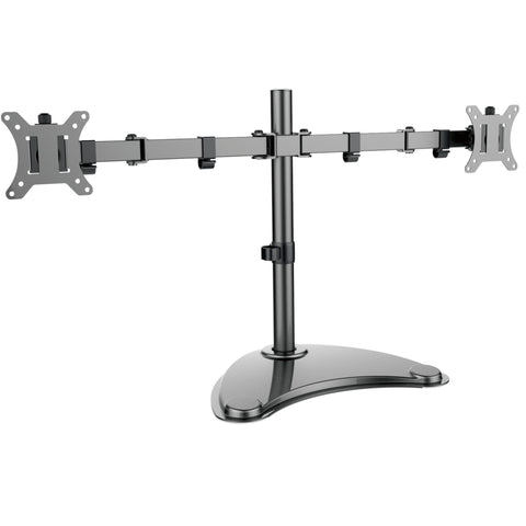 KS-27DMS: Dual Monitor Stand, Free Standing, Fully Adjustable Height, Tilt, Pivot, Accommodates up to 27" LED LCD Monitors, Made from Steel Alloy, Bracket 75mm & 100mm