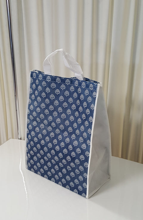 Blue (White Tree) Pattern Carrying Bag with Velcro Enclosing 약가방