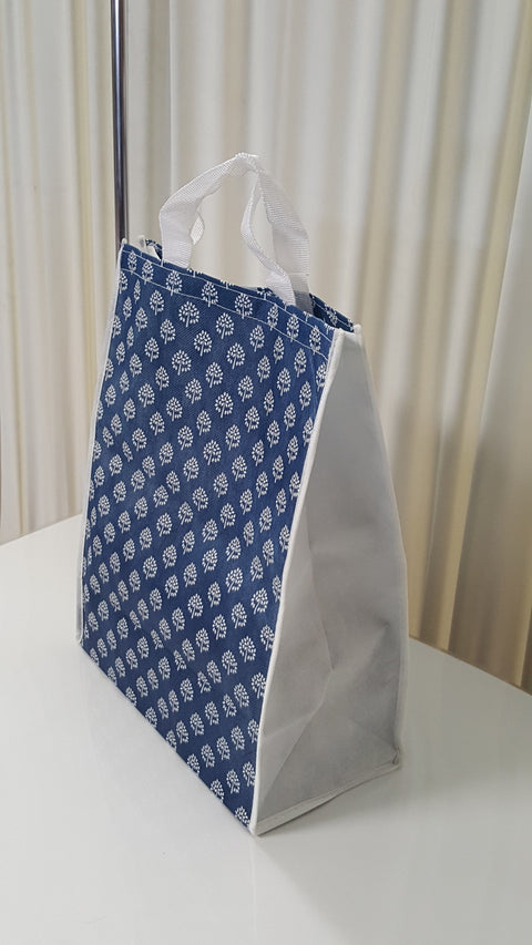Blue (White Tree) Pattern Carrying Bag with Velcro Enclosing 약가방