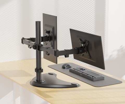 Doublesight Displays 2 Full HD 24” Monitors( 1920 x 1080 ) 75 Hz & Lightweight Dual Monitor Stand Combo Black
